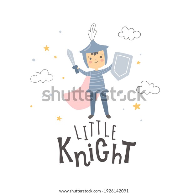 Cute Knight Character Hand Lettering Text Stock Vector (Royalty Free ...
