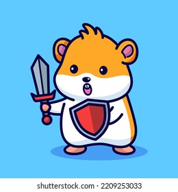 Cute Knight Hamster Mascot Vector Illustration