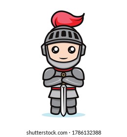 Cute Knight Kawaii Mascot Design Illustration