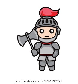 Cute Knight Kawaii Mascot Design Illustration Stock Vector (Royalty ...