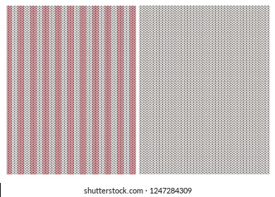 Cute Knitted Fabric Style Vector Patterns. Pink and Off-White Simple Design. Pink Stripes on a Bright Background. Striped and Melange Repeatable Sweater Like Motif. 