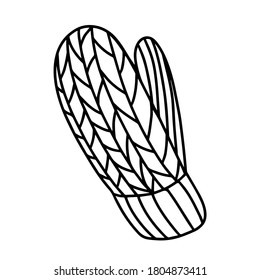 Cute knitted mittens isolated on white background. Vector illustration in the Doodle style. Autumn and winter clothing. Warm mittens for protection from the cold