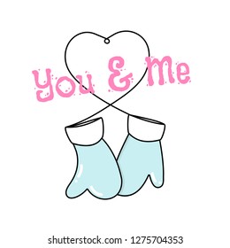 Cute knitted mittens thread. Background. Wallpaper.