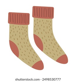 Süße Stricksocken. Vektorherbst, einzelne Illustration für Ihr Design