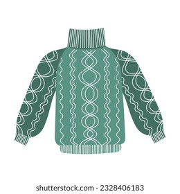 Cute knitted sweater. Hand drawn flat cartoon vector isolated illustration.Cozy pullover, jersey, warm clothes.