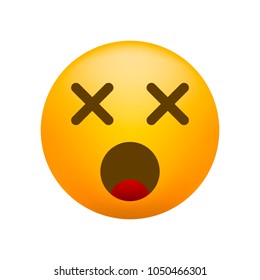 Cute KO Emoticon on White Background . Isolated Vector Illustration 