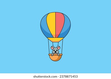 süße Koala in der Luft Ballon Vektorgrafik Logo-Design