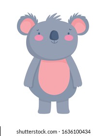 cute koala animal cartoon character on white background vector illustration