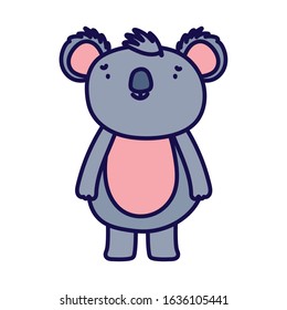 cute koala animal cartoon character on white background vector illustration