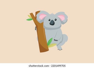 Cute koala animal. Color animal concept. Flat vector illustrations isolated.