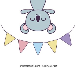 cute koala animal with garlands decoration