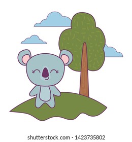 cute koala animal in landscape
