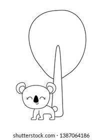 cute koala animal with tree plant