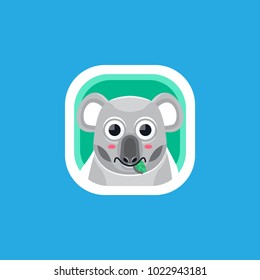 Cute koala app icons logo illustration vector isolated with funny face and flat graphic style
