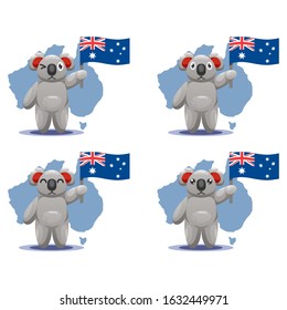 cute koala with australia Flag cartoon vector