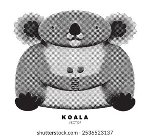 Cute koala. Australian animal. Graphic ink pointillism technique