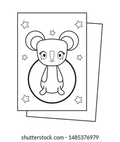 cute koala baby animal in card kawaii style
