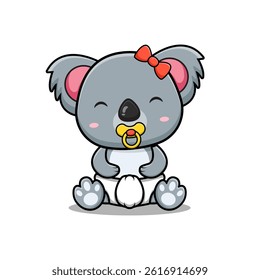 Cute koala baby is sitting cartoon clip art illustration. Design isolated flat cartoon style