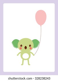 cute koala bear with balloon