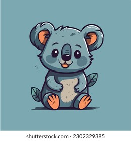 A cute koala bear cartoon character vector art illustration.