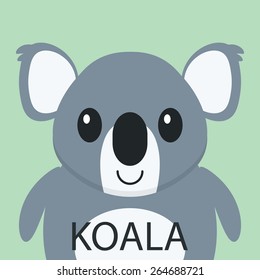 Cute Koala bear cartoon flat icon avatar.