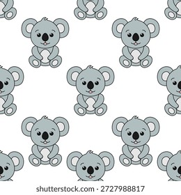 Lindo koala oso patrón sin fisuras de carácter. Adorable decoración de animales australianos. Ilustración vectorial aislada en blanco.