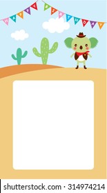 cute koala bear cowboy summer happy birthday invitation card
