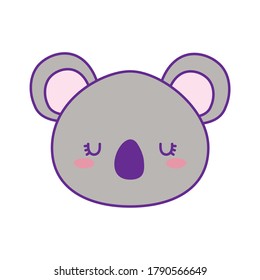 Cute koala de cara de oso caricatura y relleno diseño de iconos estilo zoológico animal naturaleza de vida y personaje Tema vectorial Ilustración