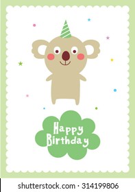 Cute Koala Bear Happy Birthday Card