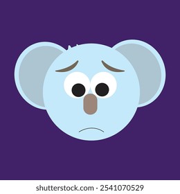 Cute Koala bear head icon vector isolated. Hand drawn vector illustration of cute koala depressed face. Koala bear cartoon character. Cute koala face paper cut style. Wild animal, mammal from the zoo.