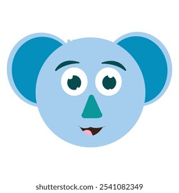 Vector lindo del icono de la cabeza del oso del koala aislado. Ilustración vectorial dibujada a mano de cara feliz de koala lindo. Koala oso personaje de dibujos animados. Lindo estilo de corte de papel de cara de koala. Animal salvaje, mamífero del zoológico.