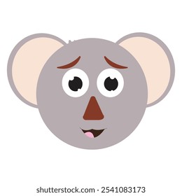 Vector lindo del icono de la cabeza del oso del koala aislado. Ilustración vectorial dibujada a mano de cara divertida de koala lindo. Koala oso personaje de dibujos animados. Lindo estilo de corte de papel de cara de koala. Animal salvaje, mamífero del zoológico.