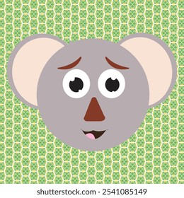 Cute Koala bear head icon vector. Hand drawn vector illustration of cute koala happy face. Koala bear cartoon character. Cute koala face paper cut style. Wild animal, mammal from the zoo.