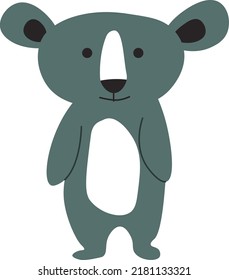 Cute koala bear, isolated Australian animal, herbivorous mammal with furry coat and ears. Australia habitat of creature, zoo park or bioreserve. Portrait of cartoon character. Vector in flat style