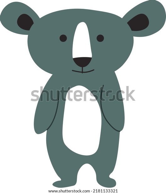 Cute koala bear, isolated Australian animal,\
herbivorous mammal with furry coat and ears. Australia habitat of\
creature, zoo park or bioreserve. Portrait of cartoon character.\
Vector in flat style