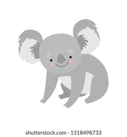 Cute Koala Bear, Lovely Grey Animal Character Vector Illustration