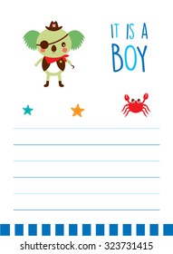 cute koala bear pirate it is a boy announcement card