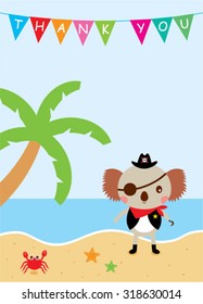 cute koala bear pirate thank you card