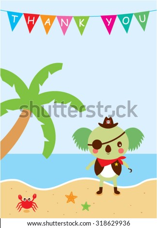 cute koala bear pirate thank you card