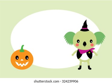 cute koala bear and pumpkin lantern halloween tag