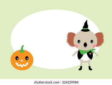 cute koala bear and pumpkin lantern halloween tag
