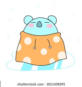 Cute Koala Bear With Raincoat