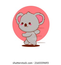 Cute koala bear running. Cartoon mascot illustration