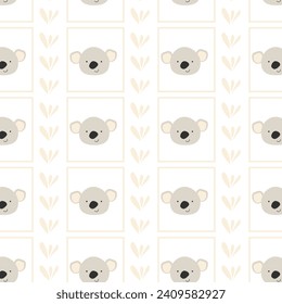 cute koala bear seamless background. Vector illustration can used for wallpapers, poster, baby print. 