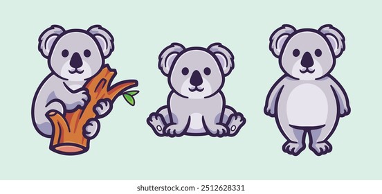 Coala bonito urso conjunto coleção de desenhos animados personagem vetor ícone de ilustração