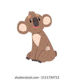 Cute koala bear sitting, Australian marsupial animal character vector Illustrations on a white background