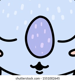 Cute koala bear snout cartoon vector illustration. Hand drawn close up jungle animal face, muzzle. Flat design background with animal nose, eyes, mouth. Veterinary color poster, banner design idea