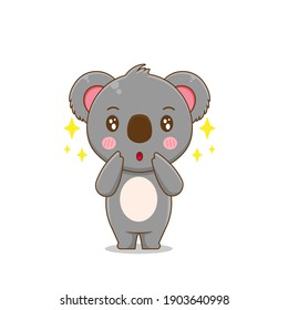Cute koala bear. Vector illustration of chibi character isolated on white background.