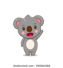 Cute koala bear. Vector illustration of chibi character isolated on white background.