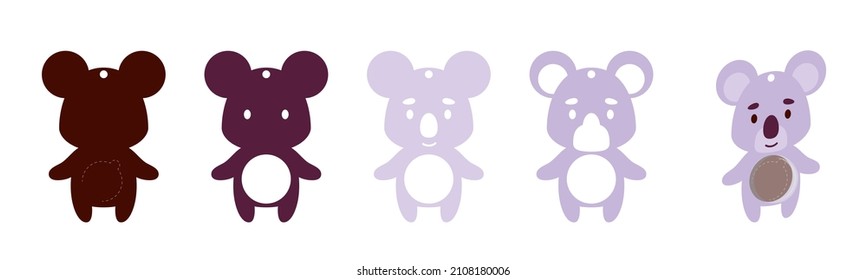 Ornamento de caramelo de koala suave. La decoración de papel de estratificación trata al titular de la cúpula. Percha para los dulces, dulces para el cumpleaños, ducha de bebé, halloween, navidad. Imprimir, cortar, pegar. Ilustración de material vectorial
